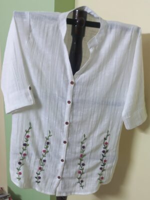 Cotton Kurti — Dragonfly Embroidery
