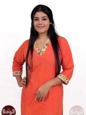 Pure hand woven handloom kurti with hand embroidery work