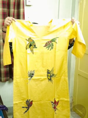 Pure hand woven handloom kurti with hand embroidery work