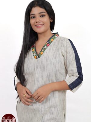 Pure hand woven handloom kurti with hand embroidery work