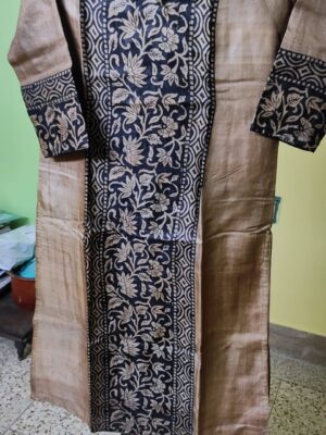 Tussar Silk Kurti — Block Print Panel