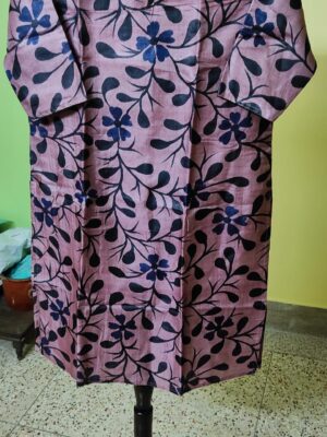 Tussar Silk Kurti — All-Over Floral Vine Print
