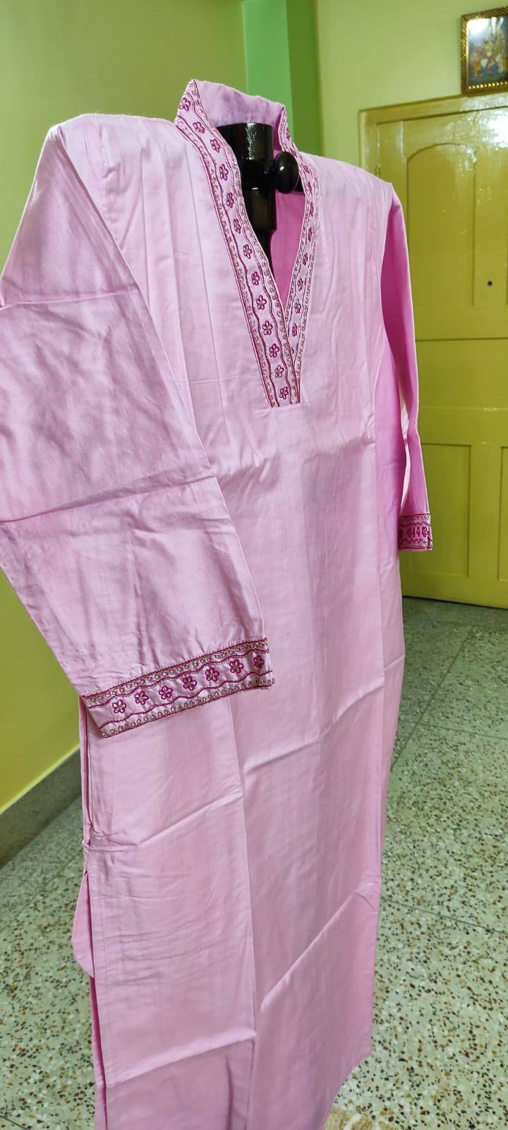 Silk Kurti — Floral Border Trim - Image 4