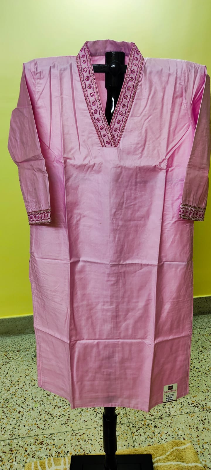Silk Kurti — Floral Border Trim