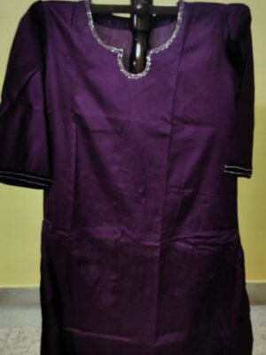 Malai Cotton Kurti — Silver Lace Neckline