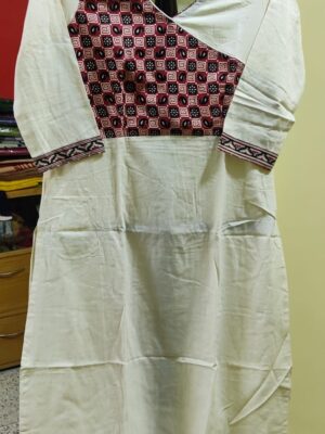 Cotton Kurti — Paisley Print with Contrast Trim