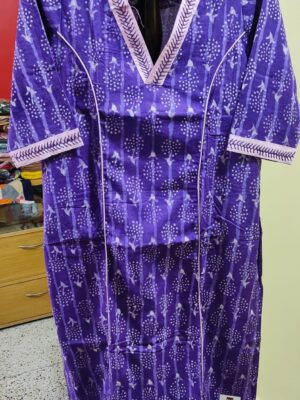 Cotton Kurti — Batik-Print with Piping Detail