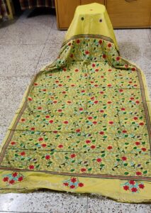 Katha stitch work on Half Tassure Saree