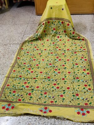 Katha stitch work on Half Tassure Saree