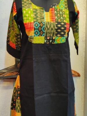 Cotton Silk Skirt & Top Set — Patchwork Ikat Yoke