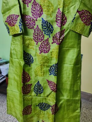 Tussar Silk Kurti — Batik Leaf Print
