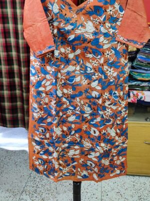 Tussar Silk Kurti — All-Over Kantha Bird & Floral Embroidery