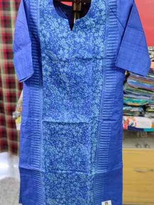 Pure Tussar Silk Kurti — Block Print Front Panel
