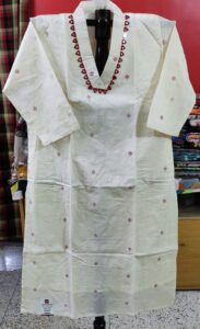 Pure Jamdani Kurti with Mirror Work