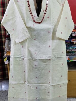 Pure Jamdani Kurti with Mirror Work