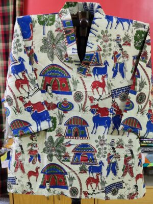 Pure Cotton Short Kurti — Village Life Folk Print
